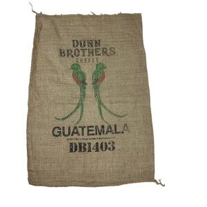 GUATEMALA Coffee Bean Burlap Bag Wall Decor Approximately 30.5”x20.5” Dunn Bros